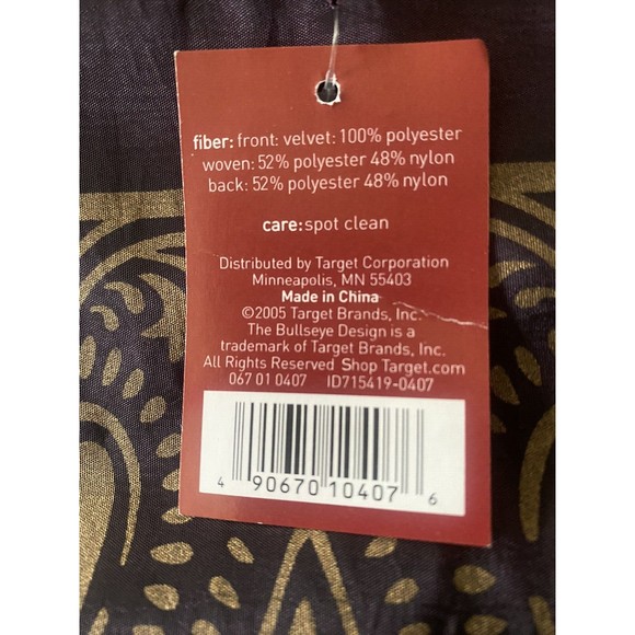 Target Global Home Marrakesh Throw 50x60 Burgundy Velvet Beaded Fringe 2005 NEW - Picture 5 of 7